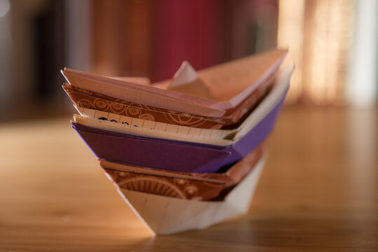 Origami Paper Boat. Paper Ship.