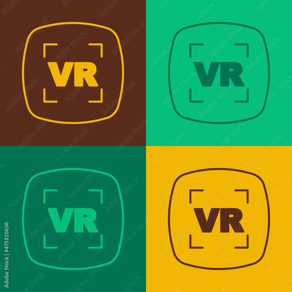 Poster Pop art Virtual reality icon isolated on color background. Futuristic VR head-up display design. Vector