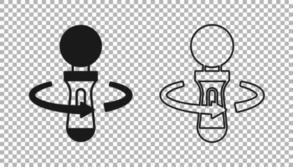 Black VR controller game icon isolated on transparent background. Virtual reality experience, sensation of presence, position-tracking technology device. Vector