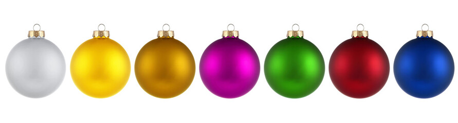 Christmas balls isolated on white background. Happy New Year baubles bombs bulbs colorful...