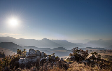 landscape in Swaziland with fog