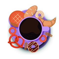 Vector bakery. Cup of coffee