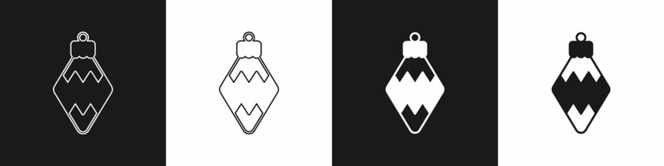 Set Christmas toy icon isolated on black and white background. Merry Christmas and Happy New Year. Vector