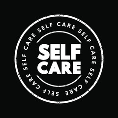 Self Care text stamp, health concept background