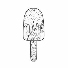 Hand drawn ice cream icon isolated on white background. Vector illustration.