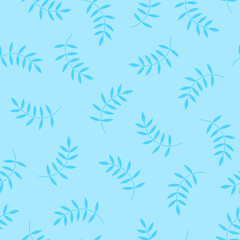 Seamless blue pattern with leaves