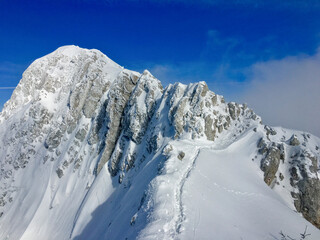 snow covered mountains, Piatra Craiului Mountains, northen ridge, Romania 