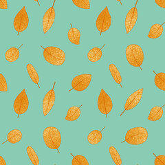 Seamless pattern with gold leaves