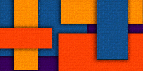 Fondo azul y naranja de cuadrados con rectángulos.