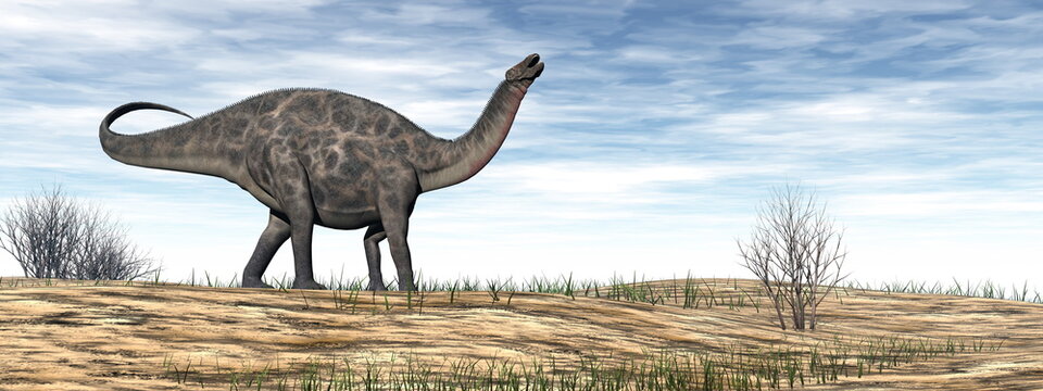 Dicraeosaurus dinosaur in the desert - 3D render