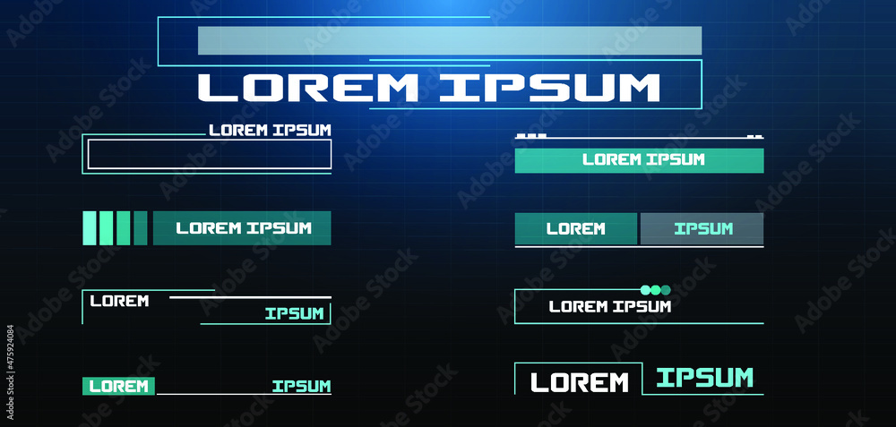 Poster hud, ui, gui futuristic user interface screen elements set. high tech screen for video game. abstrac