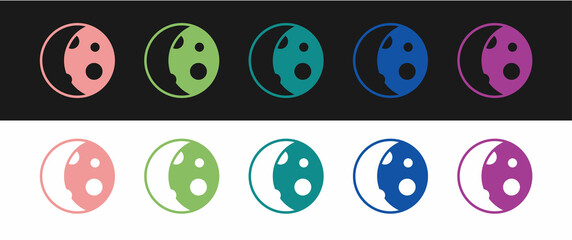 Set Moon phases icon isolated on black and white background. Vector