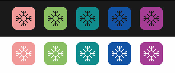 Set Snowflake icon isolated on black and white background. Vector