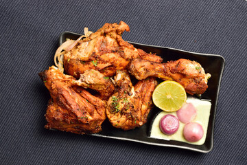 Tandoori Chicken with Chutney, Onion and Lemon