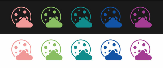 Set Christmas night icon isolated on black and white background. Merry Christmas and Happy New Year. Vector