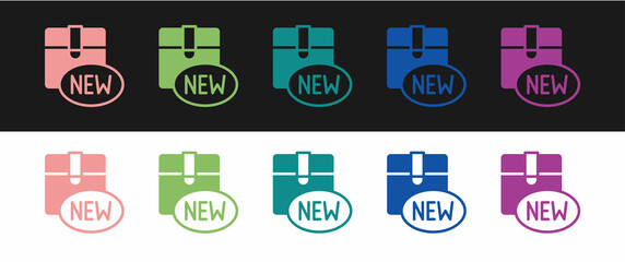 Set New collection icon isolated on black and white background. Vector