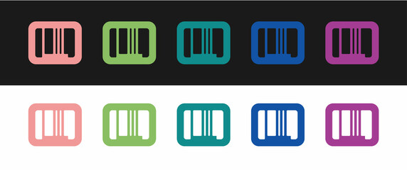 Set Barcode icon isolated on black and white background. Vector