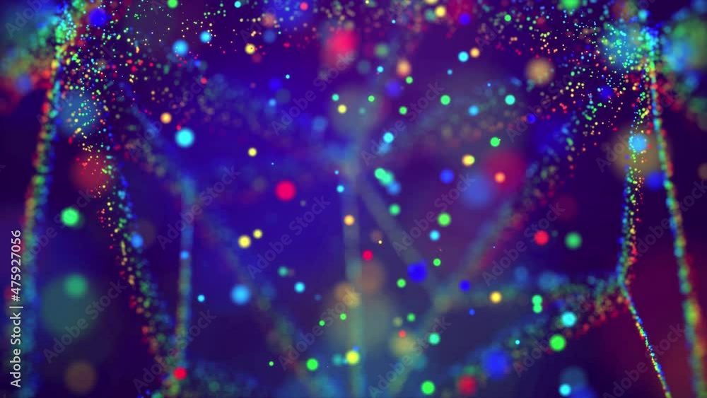 Poster awesome bg with magic particles fly in air, bokeh effects, dof. glowing multi-colored particles circ
