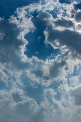 beautiful white clouds in the blue sky