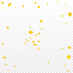 Chinese yuan coins falling. Alive scattered CNY coins. China money. Incredible jackpot, wealth or success concept. Vector illustration.