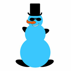 snowman in sunglasses on a white background.