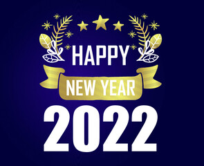 Happy New Year 2022 Design Abstract Holiday Vector Illustration White And Gold With Purple Gradient Background