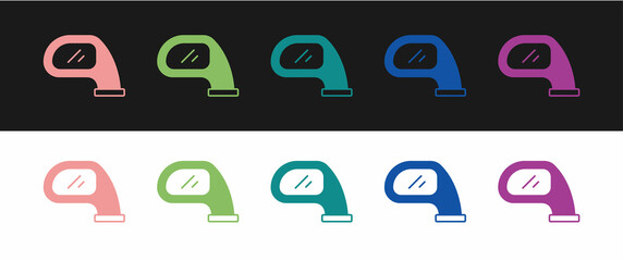 Set Car mirror icon isolated on black and white background. Vector