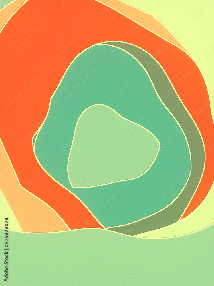 Aufkleber 3d rendering digital illustration of a colorful flat wavy tunnel. orthogonal projection. abstract cr