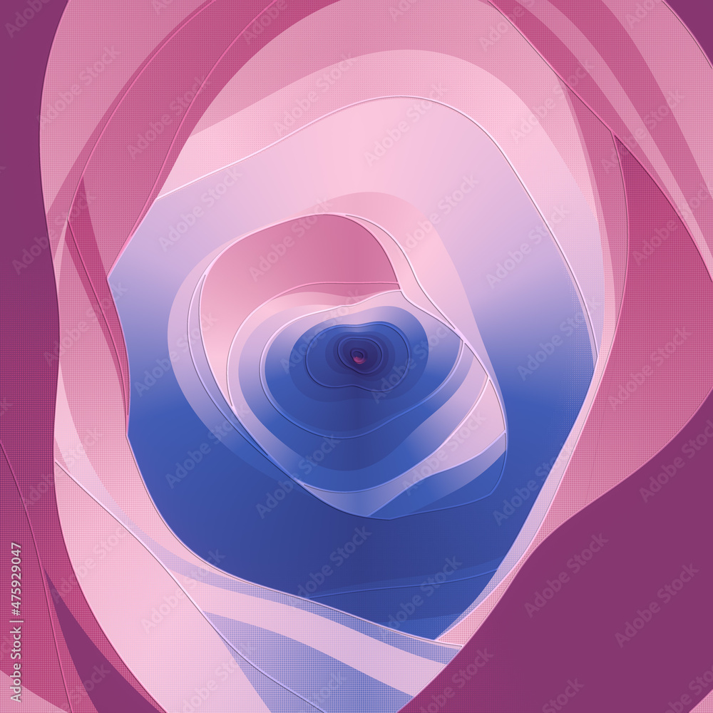 Poster 3d rendering digital illustration of a colorful wavy glossy surface. Flat pattern background. Fashion simple concept