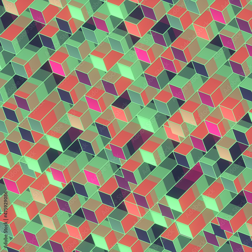 Poster modern flat geometric abstract pattern. stylish invitation for background design. 3d rendering digit