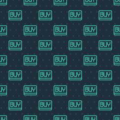 Green line Buy button icon isolated seamless pattern on blue background. Financial and stock investment market concept. Vector
