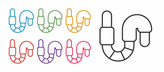 Set line Worm icon isolated on white background. Fishing tackle. Set icons colorful. Vector