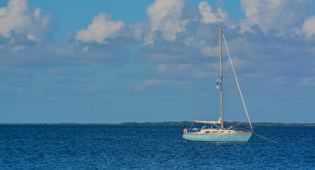 A Sail Boat on the Black Water Sound in the Florida Keys at Key Largo, Monroe County, Florida