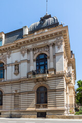Typical street and building at the center in Bucharest, Romania