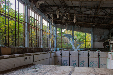 Town of Prypiat after the nuclear accident in reactor 4 of Chernobyl in 1986