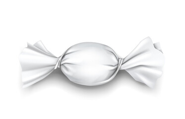 White candy wrapper icon realistic. Blank package for lollipop, chocolate or caramel sweets element