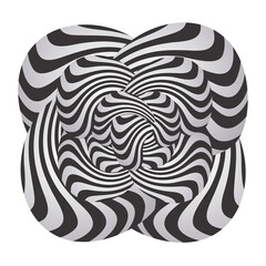 Striped shapes with optical effect. line art illustration.