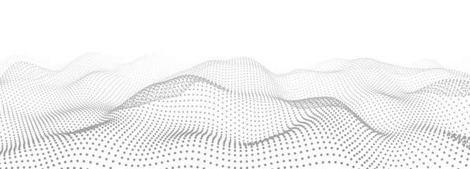 Wave of dots. Abstract background of points. Cyber particles. Big data stream. Vector illustration