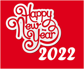 Happy New Year 2022 Vector Abstract Design Illustration Holiday Red And White