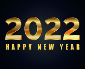 Happy New Year 2022 Abstract Vector Holiday Illustration Design Gold With Gradient Background