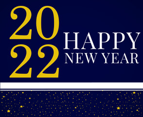 Happy New Year 2022 Abstract Vector Holiday Illustration Design White And Yellow With Blue Background