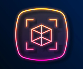 Glowing neon line 3d modeling icon isolated on black background. Augmented reality or virtual reality. Vector