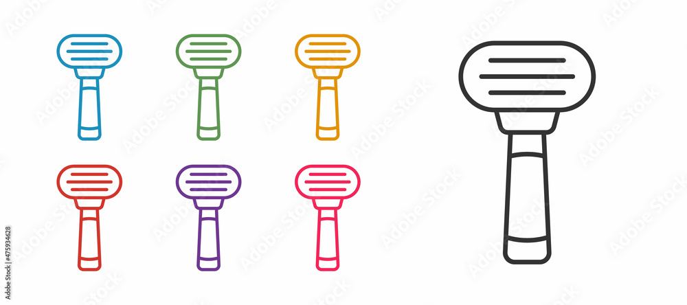 Poster set line shaving razor icon isolated on white background. set icons colorful. vector