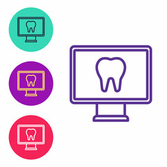Set line Online dental care icon isolated on white background. Dental service information call center. Set icons colorful. Vector