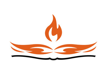 Fire and open book icon. Success concept, ideas