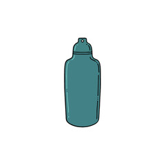 Blue steel water bottle for hiking and travel. Best for sport magazine, logo, website