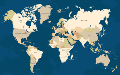 Fototapeta premium World Map Vector Illustration with Blue Background