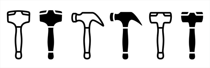 Hammer icons set.
