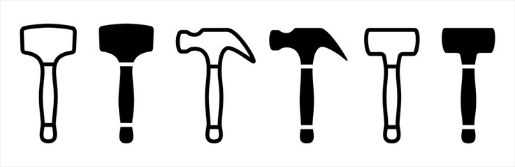 Hammer icons set.
