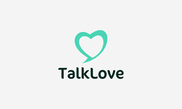 vector graphic illustration logo design for talk love, pictogram, pictorial mark combination a love, heart and bubble chat shape